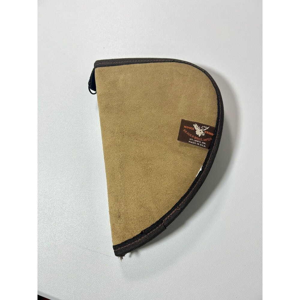 vintage Moose Brand Brauer Bros Brown Suede Leather Handgun Soft Case